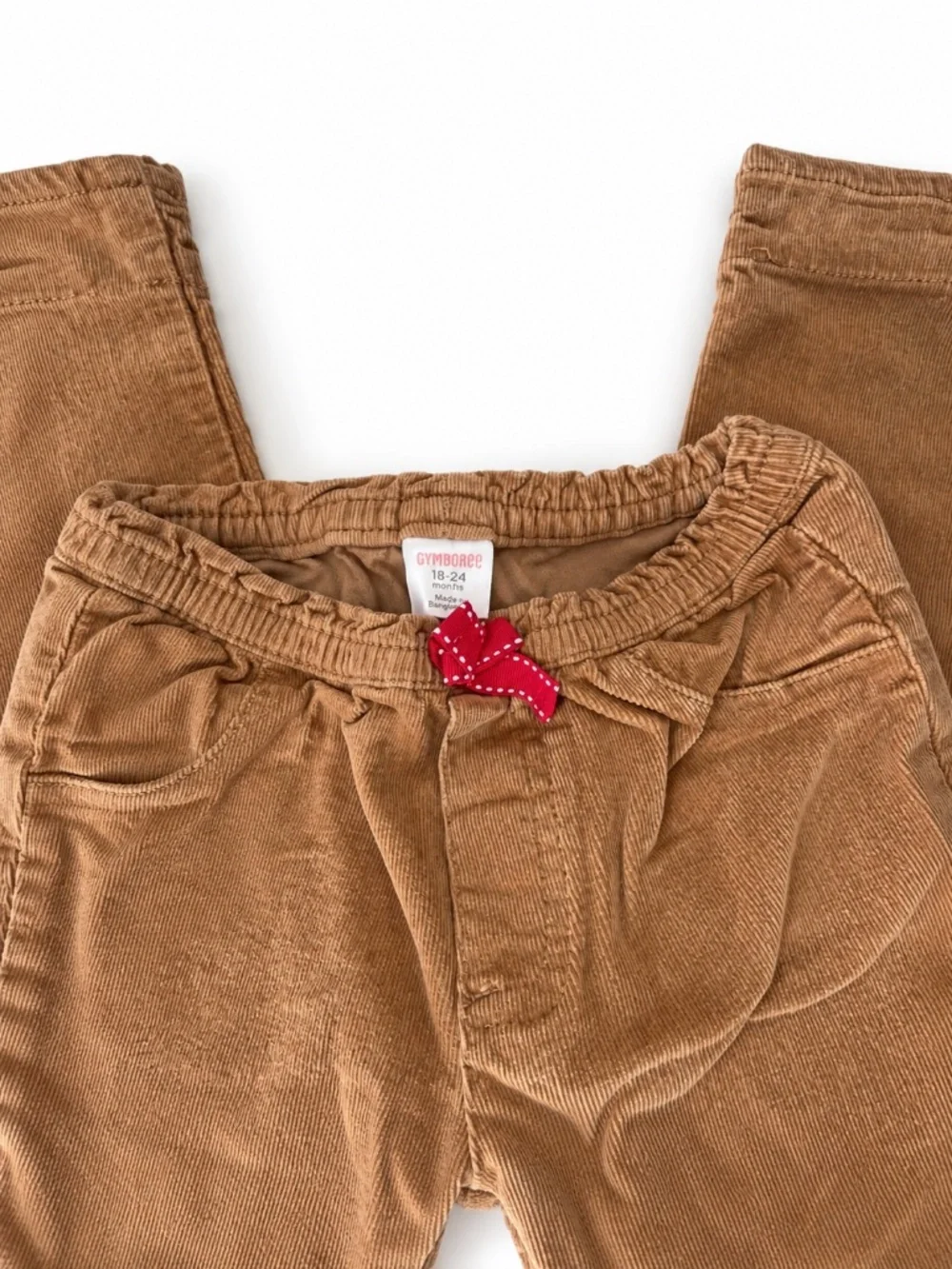 Gymboree Toddler Girls Corduroy Pants Tan Brown Elastic Waist Bow